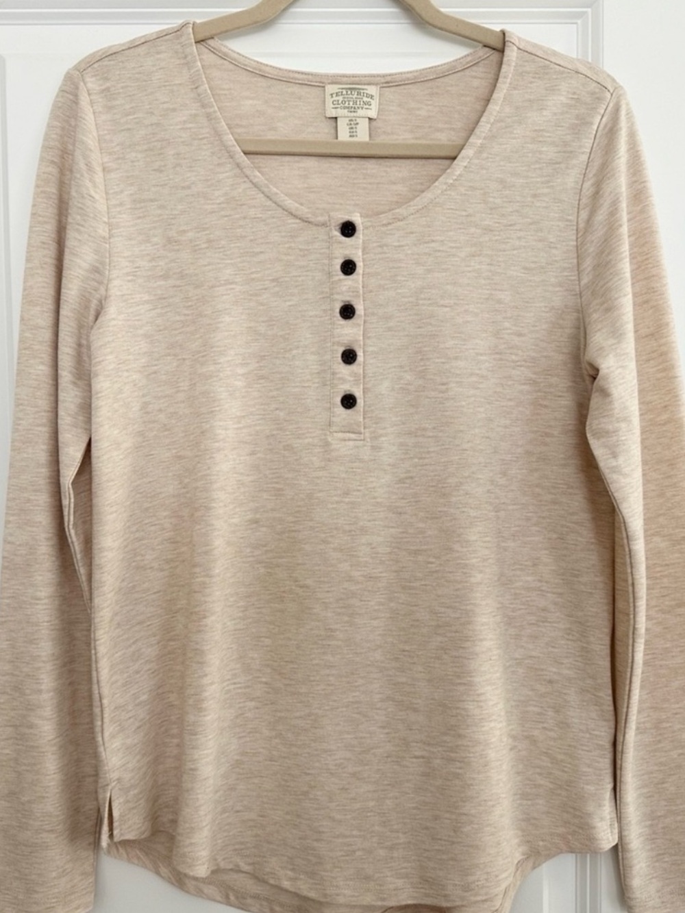 Super Soft Oatmeal/ Beige Long Sleeve Henley Top - Telluride Clothing Company